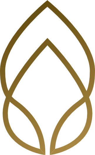 living inquiry by tomm claude Ein goldener, stilisierter Umriss eines Blattes mit zwei sich überlappenden Formen, die ein symmetrisches, minimalistisches Design auf einem transparenten Hintergrund bilden - perfekt für spirituelles Coaching und Zen-Meditation für emotionale Heilung und Embodiment. spirituelles coaching und zen meditation für emotionale heilung und embodiment